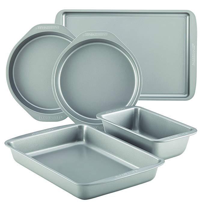 Farberware 46404  Nonstick Bakeware 5-Piece Baking Pan Set, Gray