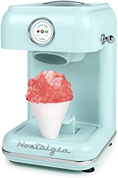 Nostalgia CLSC1AQ Classic Retro Single Countertop Snow Cone Maker, Includes 1 Reusable Plastic Cup, Stainless Steel Blades – Aqua