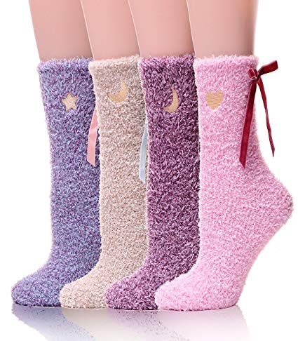 Womens Fuzzy Slipper Socks Soft Cabin Warm Cute Cozy Fluffy Winter Christmas Slipper Socks