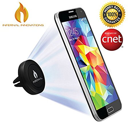 #1 Magnetic Car Air Vent Phone Mount | Universal Cell Phone Holder | Magnet Smartphone GPS Stand | FREE BONUS GIFT Extra Metal Plate Included | Samsung Galaxy Edge S6 S5 S4 S3 | Note 4 & 3 | iPhone 6 Plus 5S 5C 5 4S | Nexus | HTC One