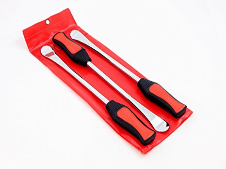 Three Spoon Motorcycle Tire Levers Irons Changing Tool Kit with Case Set