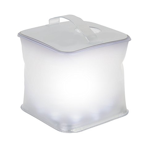 Ivation Inflatable Cube Solar Lantern, Waterproof IPX7 10-LED w/3 Light Modes - Charges in Direct Sunlight & Requires No Batteries