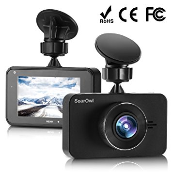 SoarOwl Dash Cam 1296P IPS LCD Dual Lens Car Dashboard Camera Recorder 3.0" Screen Car DVR Vehicle with Sony Sensor 6G Lens, 170 Degree Wide Angle, G-Sensor, WDR, Night Vision, Loop Recording
