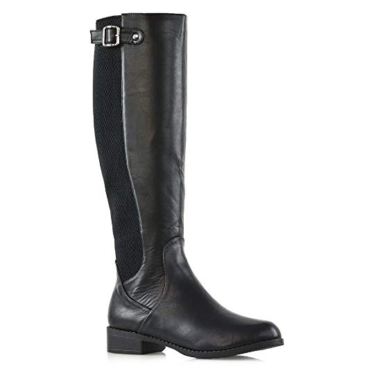 ESSEX GLAM Womens Stretch Calf Knee High Boots Elasticated Winter Casual Boots