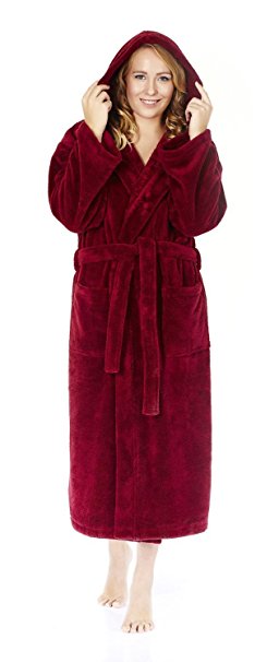 Arus Women's Hooded Fleece Bathrobe Turkish Soft Plush Robe