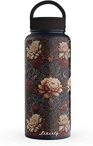 Liberty Vacuum Insulated Stainless Steel Reusable Water Bottle with Cap, BPA Free, 32oz, Deep Navy, Rustic Floral