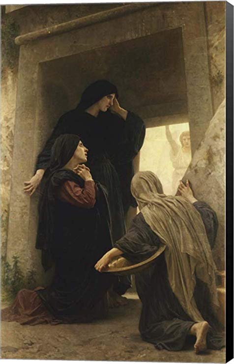 The Three Marys at The Tomb by William Adolphe Bouguereau Canvas Art Wall Picture, Museum Wrapped with Black Sides, 8 x 12 inches