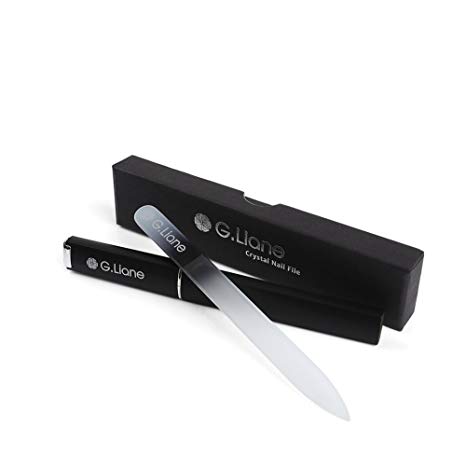 Crystal Glass Nail Files - G.Liane Professional Double Sided Etched Glass Nail File With Case For Shaping The Natural Nails And Artificial Nails Manicure Pedicure Nail Care Gift Set (Rainbow Black)