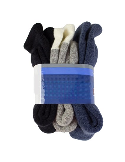 Men's 3 Pack Thermal Wool Socks Style 1261 C01 Black, Natural Gray and Denim
