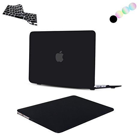 MacBook Air 11.6 Case, Vimay 2 in 1 Black Soft-Touch Plastic Hard Case Cover with Free Silicone Keyboard Cover for Apple MacBook AIR 11-inch (Models: A1370 and A1465) (BLACK)