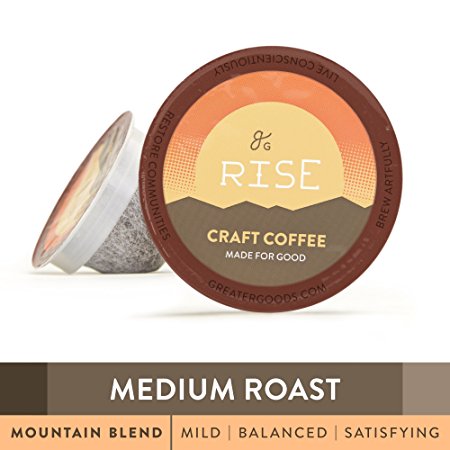 Specialty Grade Coffee For Keurig K-Cup Brewers: 72-Count Medium Roast Mountain Blend. 1.0 and 2.0 Compatible. Premium Quality, Eco-Friendly 100% Arabica Single-Serve Coffee by Greater Goods