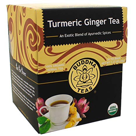 Turmeric Ginger Tea Organic Herbs 18 Bleach Free Tea Bags (2 Pack)
