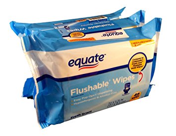 Equate Flushable Wipes 3-pack (48ct ea) Compare to Cottonelle Fresh Flushable Wipes 7.0 x 5.25 IN(17.7x13.3cm)