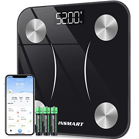 Scale for Body Weight, INSMART Digital Bathroom Scale BMI Weighing Bluetooth Body Fat Scale,with Smartphone App