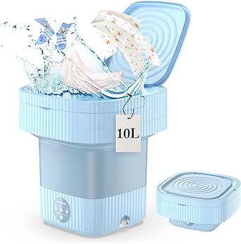 Portable Washing Machine, 10L Mini Washing Machine for Camping, 3 Modes Foldable Mini Washer Deep Cleaning Baby Clothes Underwears Socks Towels for RV Travel Dorm Apartment Laundry