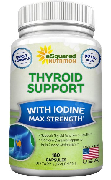 Premium Thyroid Support Supplement With Iodine 180 Capsules - Best Herbal and Vitamin Complex w B12 Ashwagandha Bladderwrack and Kelp - Helper for Healthy Hormone Energy Metabolism and Weight Loss