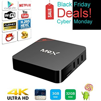 Greatever M9X 3G RAM UHD 4K TV BOX Amlogic S905 Quad Core Android 5.1 Lollipop OS 32GB ROM XBMC KODI WIFI DLAN HDMI 3D Youtobe Google Streaming Media Players Support Airplay, Miracast