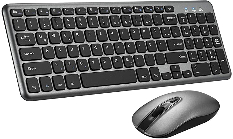 Wireless Keyboard and Mouse Set,【Scissor Key Design】Ergonomic 2.4G Cordless Keyboard&Mouse Combo with Nano USB Receiver for Computer PC Apple Mac Windows,QWERTY,UK Layout