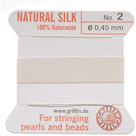 Griffin BCSWH02G Beading Silk Cord, Size 2, White