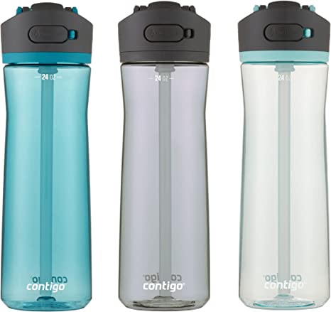 Contigo Ashland 2.0 Water Bottle with AUTOSPOUT Lid | Tritan Water Bottle, 24 oz., 3-Pack, Juniper & Sake & Bubble Tea