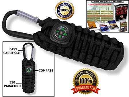 ReadyClip Kit : 550 Paracord Grenade Emergency kit - Your Survival pack is constructed of 550 parachute cord has an attached clip & compass and can be stuffed with tools and gear for your adventures! All backed by our