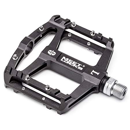 MEETLOCKS Bike Pedal CNC Aluminum Body Cr-Mo Machined 9/16 Screw Thread Spindle 3 Ultra Sealed Bearings Platform