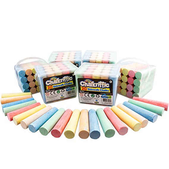 Creative Kids Outdoor Sidewalk Chalk Activity Set-120 Assorted Class Party Pack   6 Storage Containers, Safe Nontoxic, Washable