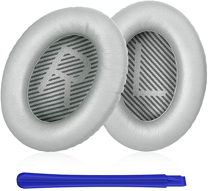 Replacement Ear Pads Ear Cushion Kit for Bose QuietComfort QC 2 15 25 35 AE2 AE2i AE2w SoundTrue SoundLink Headphones, Silver