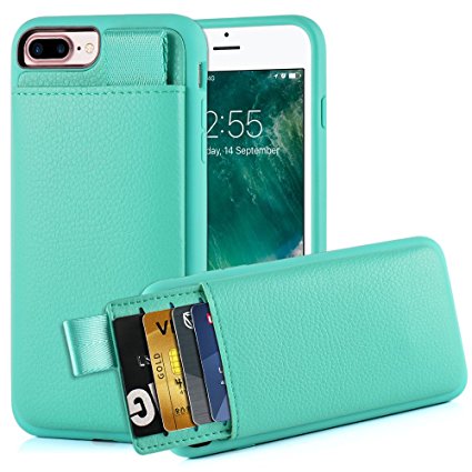 iPhone 7 Plus Leather Case, iPhone 7 Plus Wallet Case, LAMEEKU Protective iPhone 7 Plus Card Holder cases with Credit Card & ID Card Slot, Shockproof Cover for Apple iPhone 7 Plus 2016 5.5inch Blue