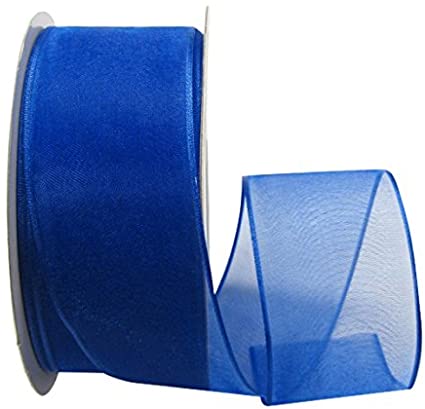 Ribbon Bazaar Wired Sheer Organza 1-1/2 inch Royal Blue 25 Yards Ribbon