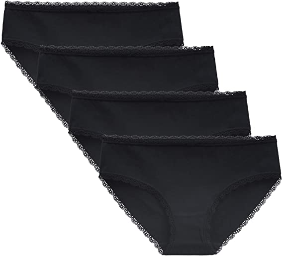 LIQQY Women's 4 Pack Breathable Combed Cotton Back Coverage Hipster Brief Panties Underwear