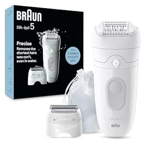 Braun Epilator Silk-épil 5 Epilator, Hair Removal Device, Women Shaver & Trimmer, Wet and Dry Epilator, includes Shaver Head and Trimmer Comb, SE5-041, Grey