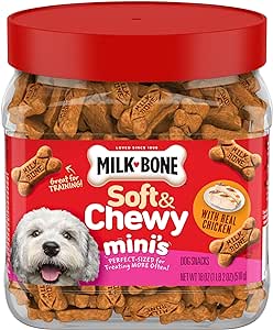 Milk-Bone Soft & Chewy Mini’s Dog Treats, Chicken, 18 Ounce Made with Real Chicken Breast