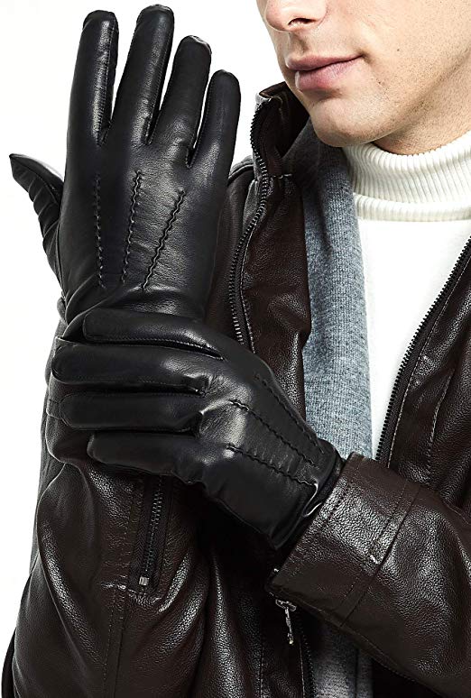 Luxury Soft Leather Gloves for Men - Sheep and Deer Skin Leather Men’s Gloves Cashmere or Wool Lined Winter