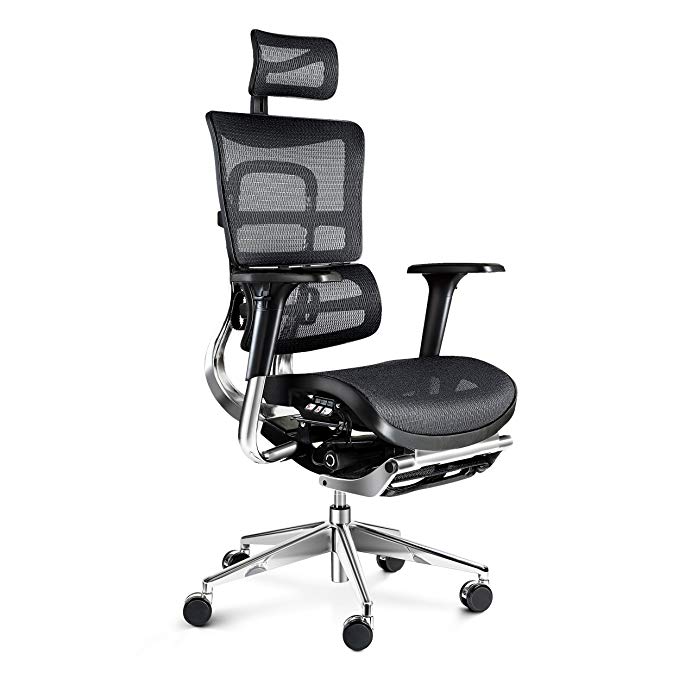 Diablo® V-Master executive chair office chair comfort chair ergonomic chair adjustable armrests footrest mesh height-adjustable (black)