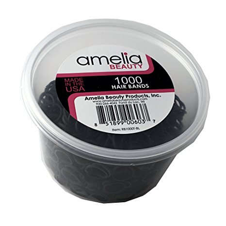 1000 Count Rubber Bands in Re-closable Container for Ponytails and Braids (Black)