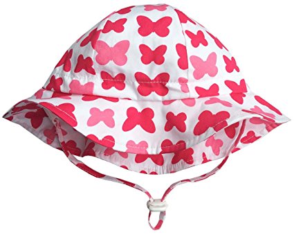 Baby Toddler Kids Sun Hat with Chin Strap, Drawstring Adjust Head Size, Breathable 50  UPF Cotton