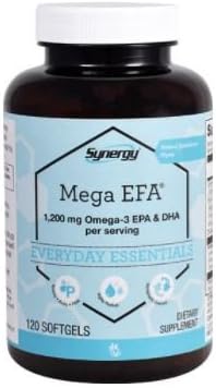 Vitacost Synergy Mega EFA 1200 Omega 3 EPA and DHA with Natural Strawberry 120 Softgels