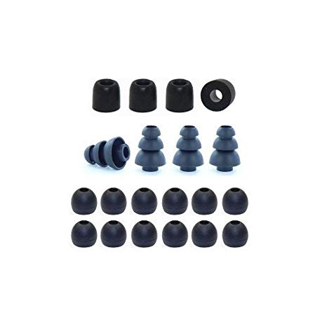Small - Earphones Plus brand replacement earphone tips custom fit assortment: memory foam earbuds, triple flange ear tips, and standard replacement ear cushions (Please see product details for connector sizes)