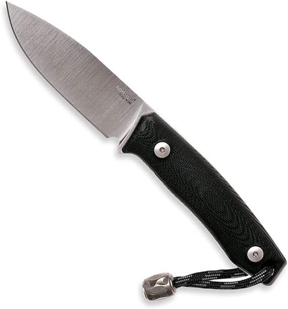 LionSTEEL M1 Bushcraft Fixed Blade Knife, M390 Sintered Steel Blade, Leather Sheath