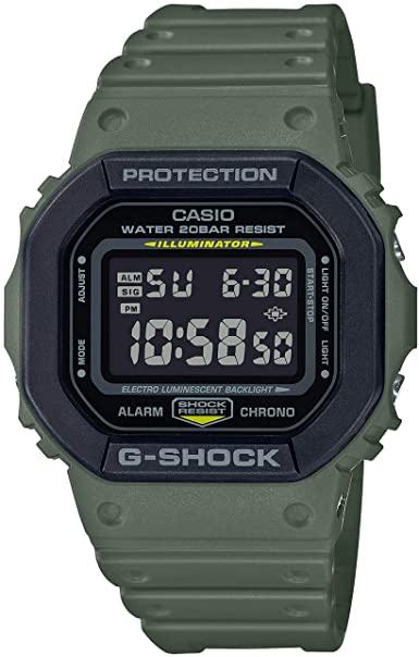 Men's Casio G-Shock Square Army Green Resin Strap Digital Watch DW5610SU-3