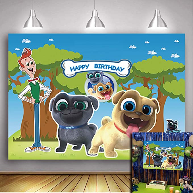 Daniu Cartoon Puppy Dog Pals Theme Backdrop Boys Girl Birthday Party Photography Background Cake Table Decor Baby Shower Photo Studio Booth Props 5X3FT Vinyl