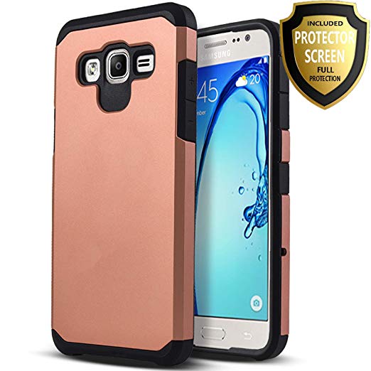 Samsung Galaxy J7 Neo J701M Case, Galaxy J7 Nxt J701F / J7 Core J701 Case, with [HD Premium Screen Protector Included] Starshop Heavy Duty Rugged Impact Advanced Armor Phone Cover -Rose Gold