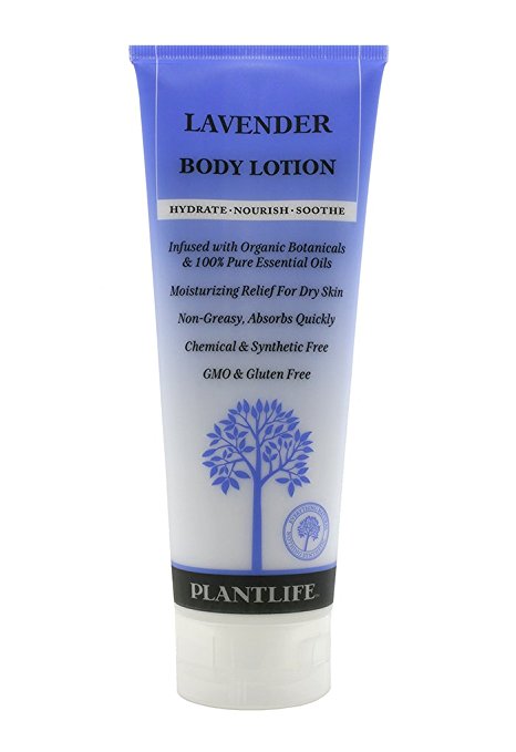 Lavender Body Lotion (8 oz) Made with organic ingredients & 100% pure essential oils