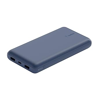 Belkin 20000 mAh 15W PD 3.0 Slim Fast Charging Power Bank with 1 USB-C and 2 USB-A Ports to Charge 3 Devices Simultaneously, for iPhones, Android Phones, Smart Watches & More - Blue