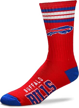 FBF - NFL 4 Stripe Deuce Adult Team Logo Crew Dress Socks Footwear for Men and Women Game Day Apparel