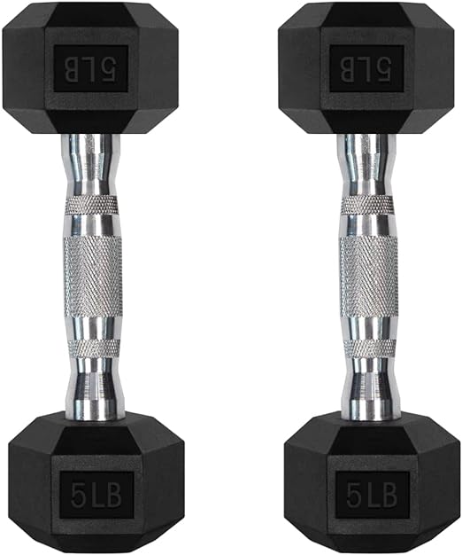 RitFit 5-300LBS Rubber Encased Hex Dumbbell Sets with Optional Rack for Home Gym, Coated Hand Weights for Strength Training, Workouts