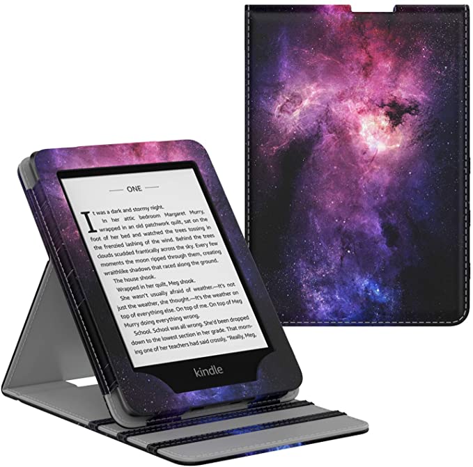 MoKo Case Fits Kindle Paperwhite (10th Generation, 2018 Releases), Premium Vertical Flip Cover with Auto Wake/Sleep Compatible for Amazon Kindle Paperwhite 2018 E-Reader - Dreamy Nebula Purple