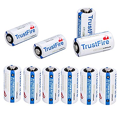 10pcs TrustFire 3V CR123A 1400mAh Li-ion Lithium Battery Cell Batteries For Camera Flashlight White