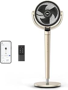 Dreo Pedestal Fan with Smart Control, 43'' Inches, 150° 120° Omni-Directional Oscillating Quiet Fans for Bedroom, 110ft Circulator Fan with DC Motor, 9 Speeds, 6 Modes, 12H Timer, Wi-Fi/Voice/Alexa